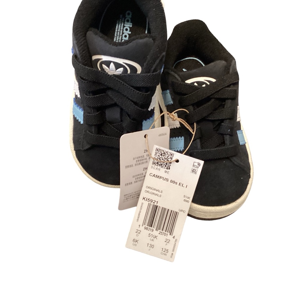 Adidas Originals Campus 00s EL I Kids Shoes Size 6K Black White Blue Brand New